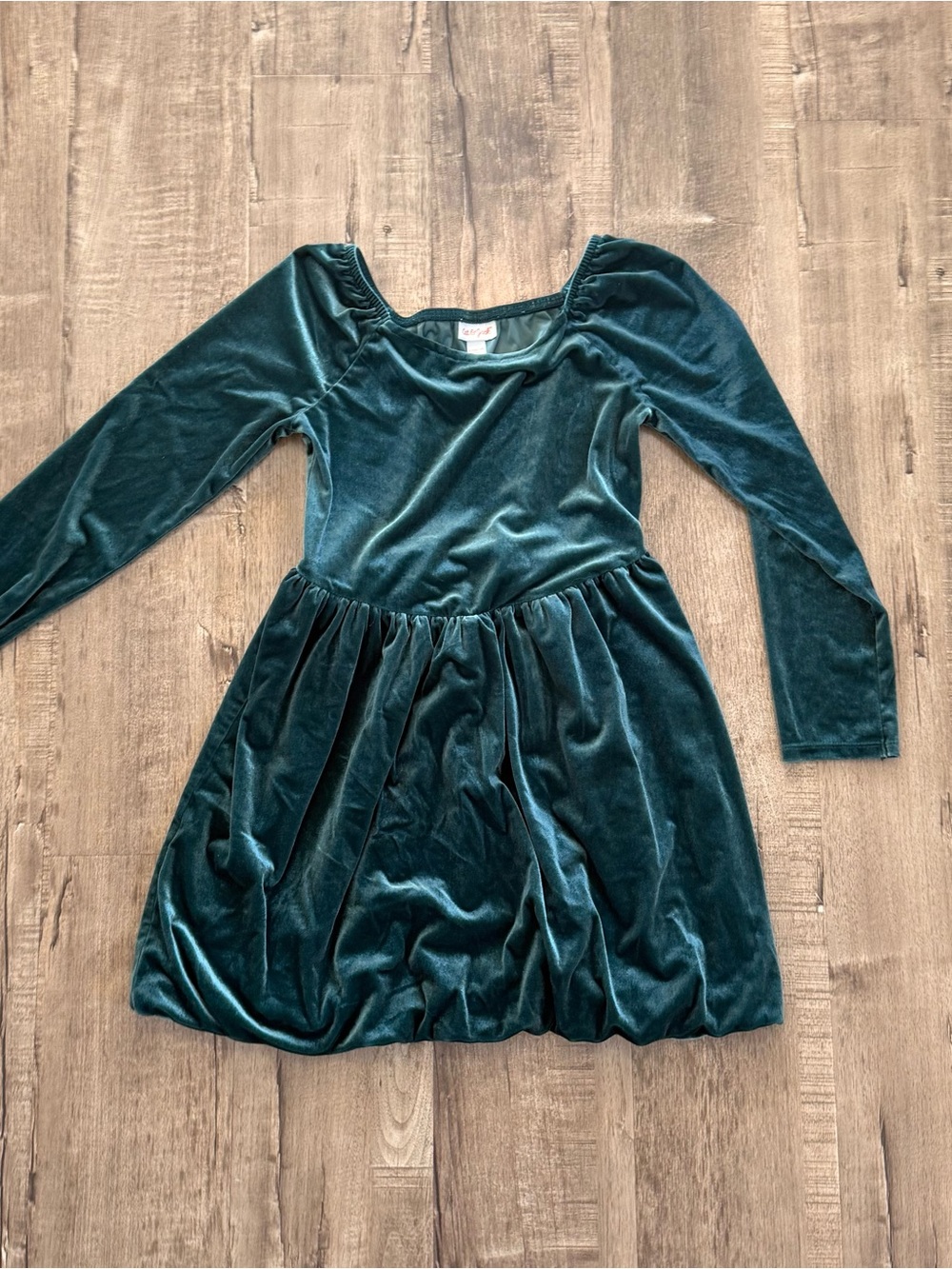 Cat & Jack Teal Velvet Long-Sleeve Party Dress